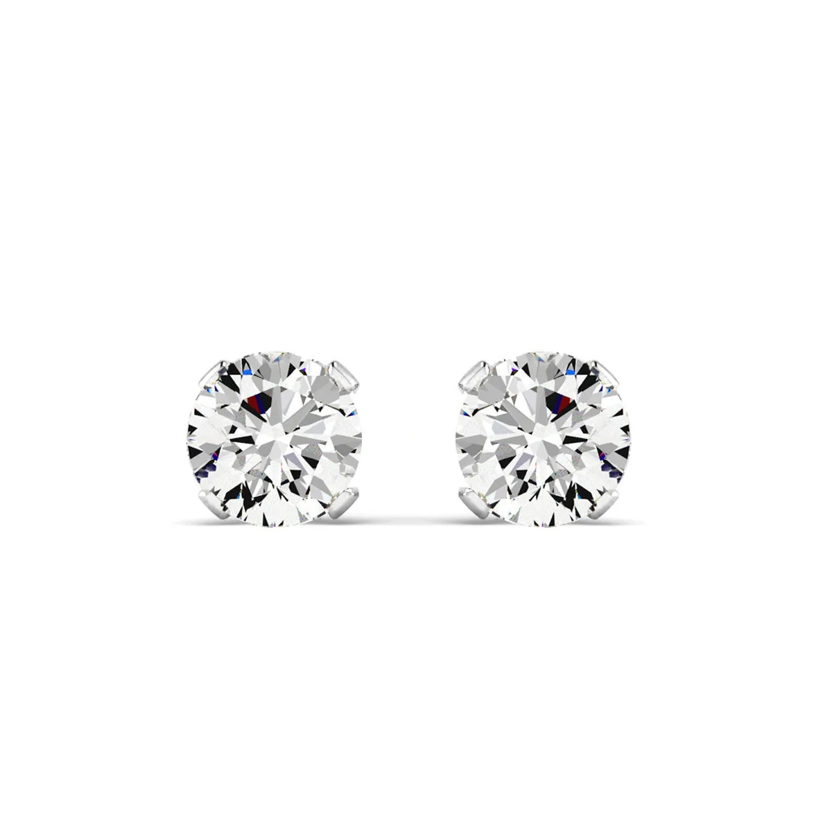 1 Carat Moissanite Screw Back Stud Earrings In 14K White Gold