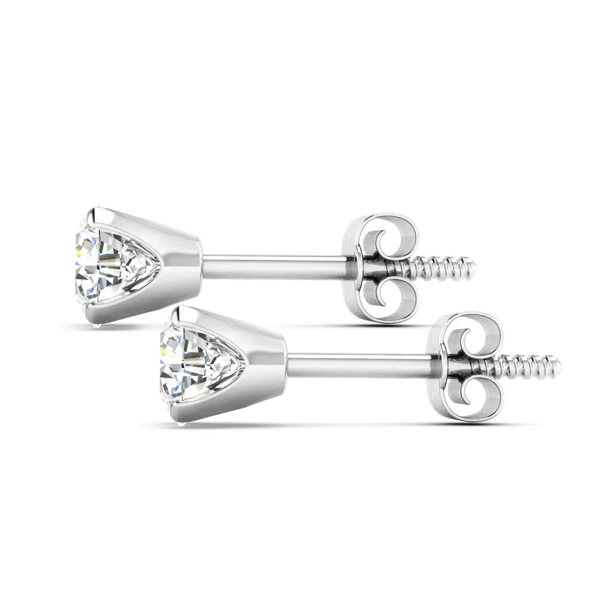 1 Carat Moissanite Screw Back Stud Earrings In 14K White Gold