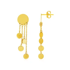 14k Yellow Gold Post Earrings with Polished Round Dangles-rx54666