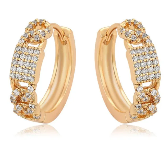 18k Gold Plated CZ Hoop Earrings