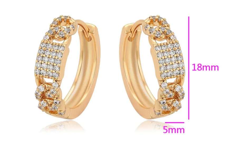 18k Gold Plated CZ Hoop Earrings