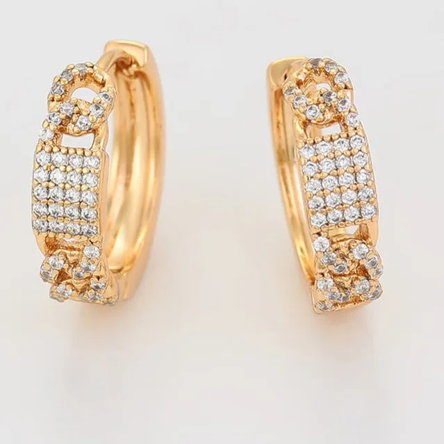 18k Gold Plated CZ Hoop Earrings