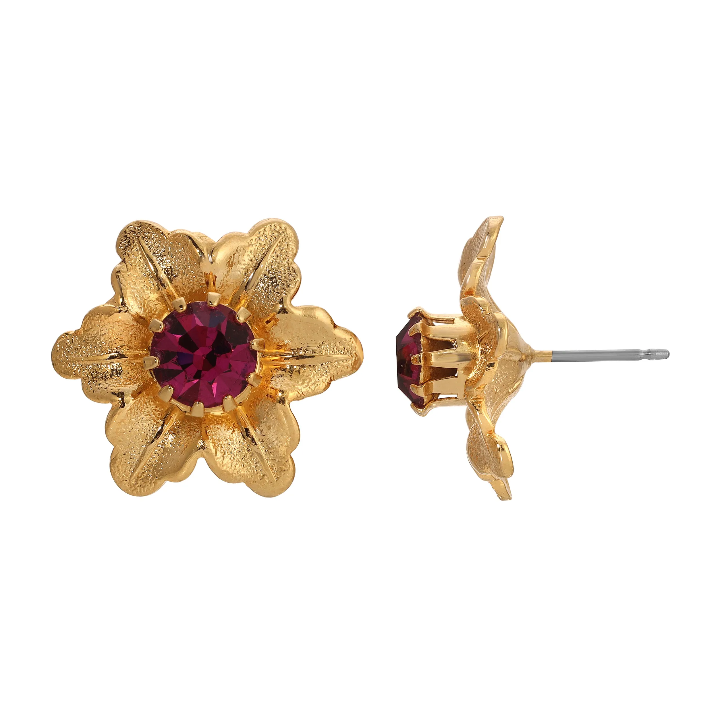 1928 Jewelry Flower Blossom Crystal Stud Earrings