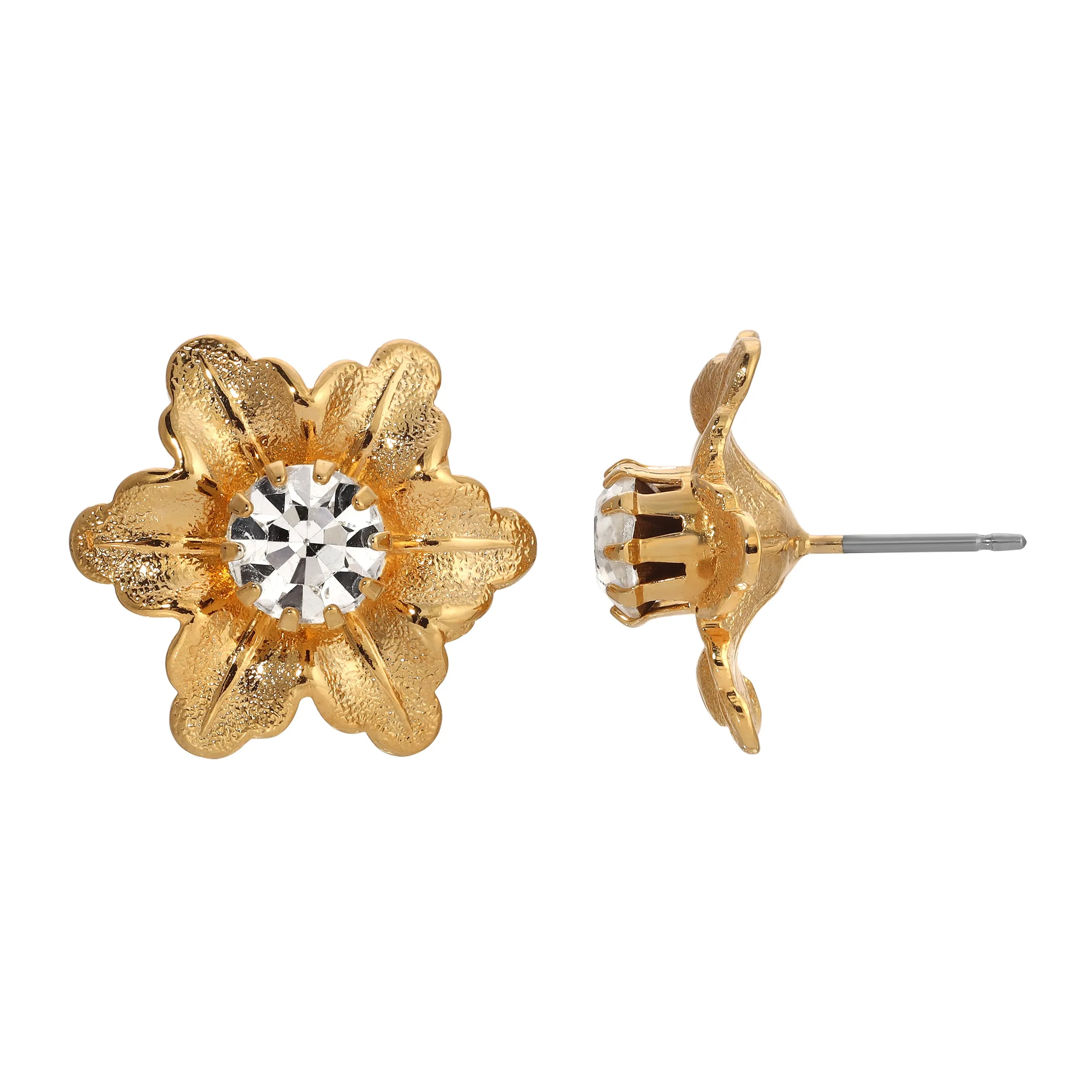 1928 Jewelry Flower Blossom Crystal Stud Earrings