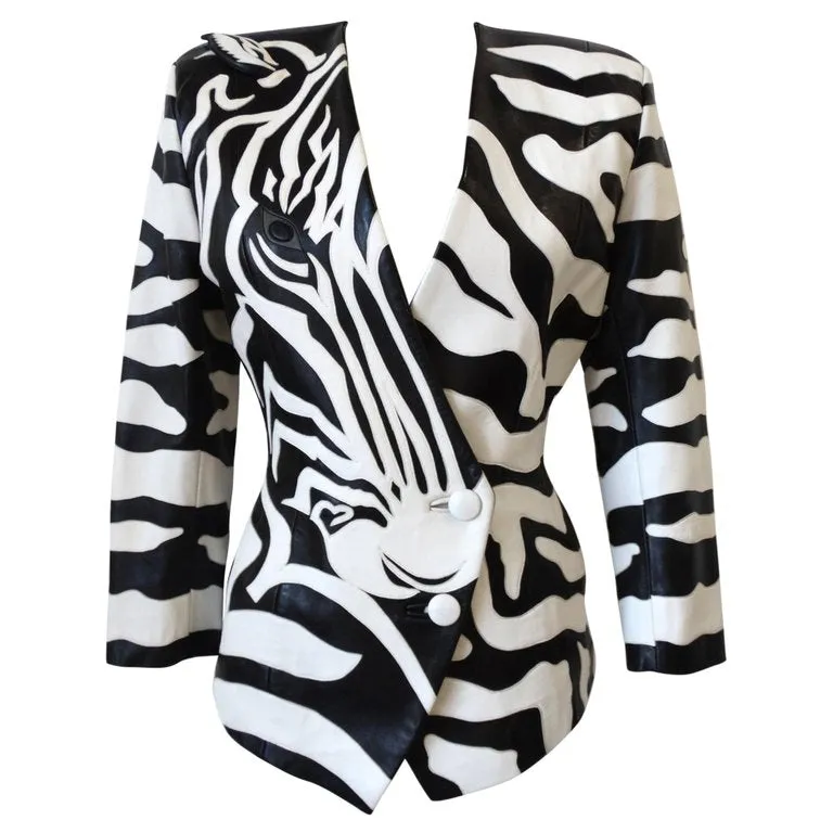 1980s Jean Claude Jitrois Zebra Leather Jacket