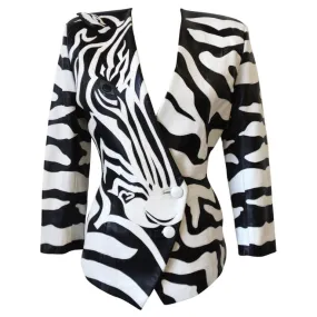 1980s Jean Claude Jitrois Zebra Leather Jacket