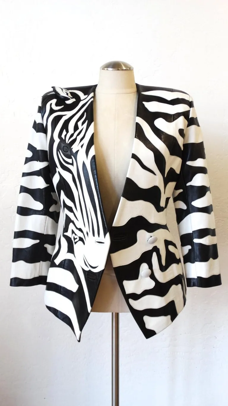 1980s Jean Claude Jitrois Zebra Leather Jacket