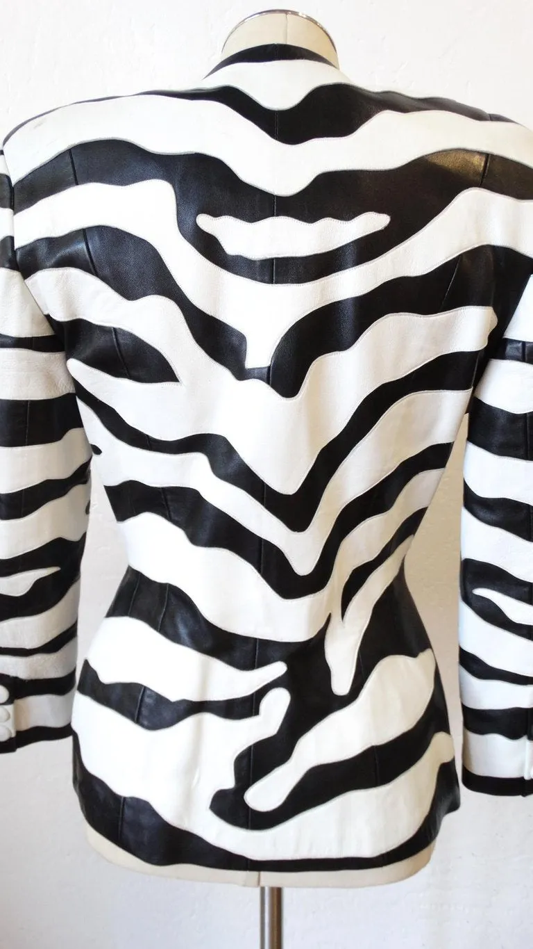 1980s Jean Claude Jitrois Zebra Leather Jacket