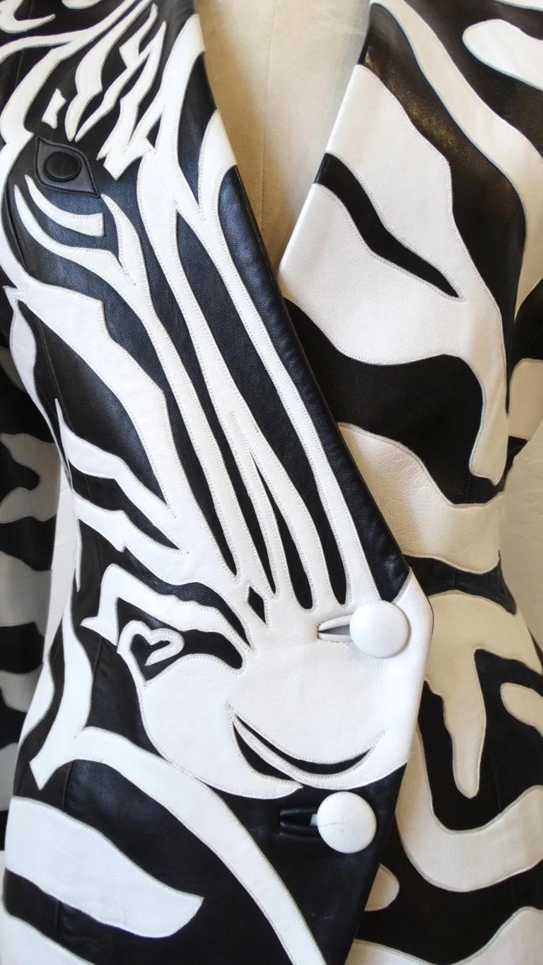 1980s Jean Claude Jitrois Zebra Leather Jacket