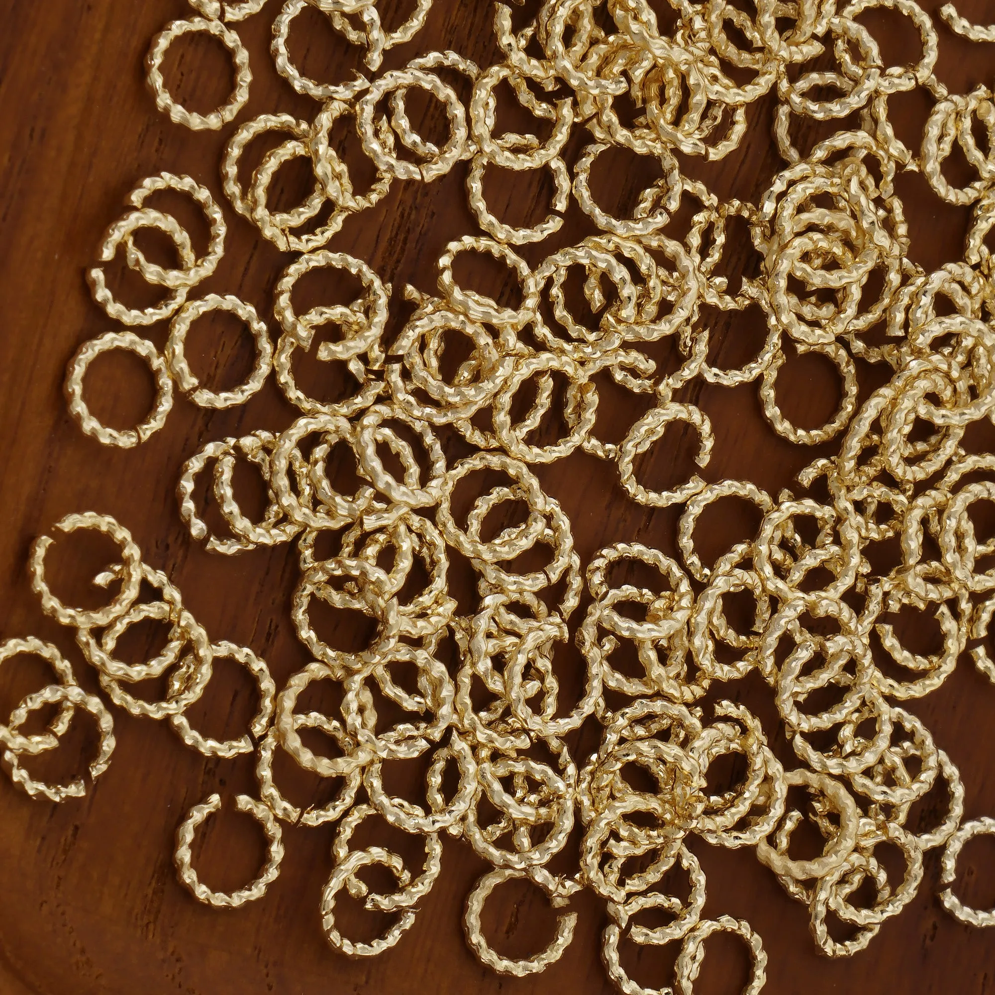 50PCS 14k Gold Filled Twisted Open Jump Rings for Jewelry Making and Connectors 104078