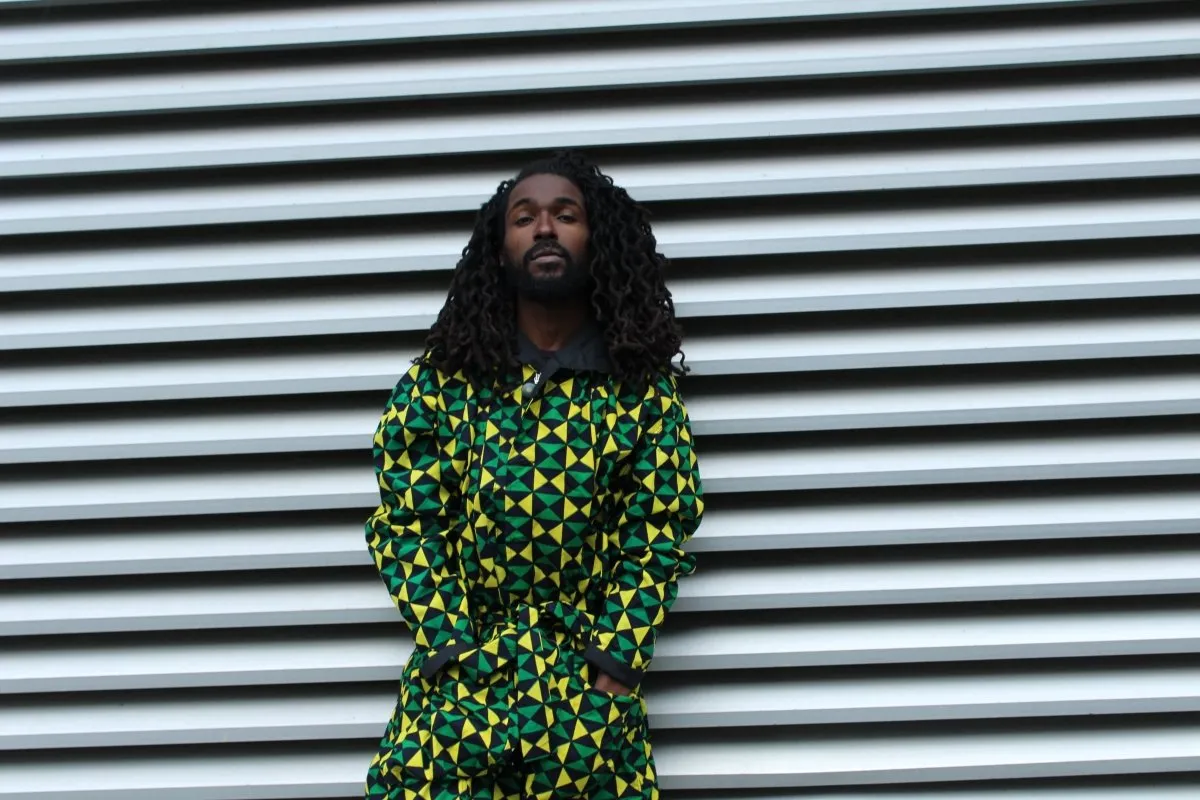 African Trench Coat in Green Ankara Print