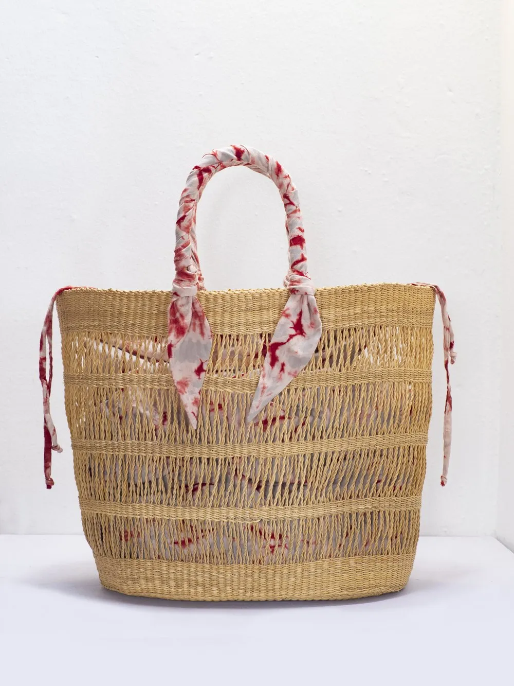 AKETEKETE Ayine Woven Straw Basket Bag - Large