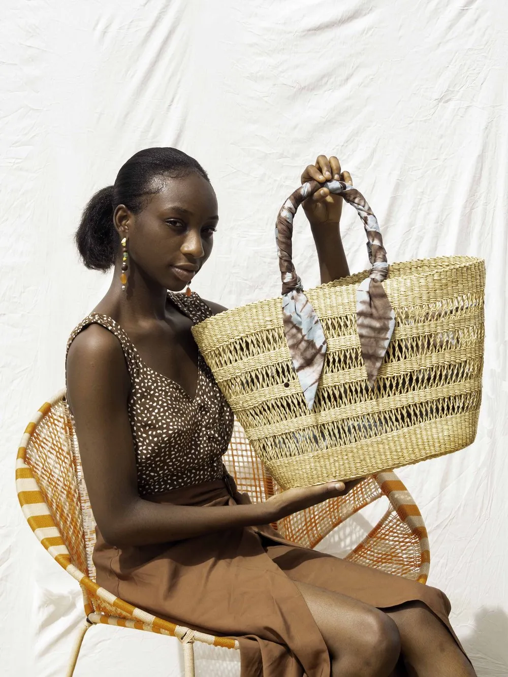 AKETEKETE Ayine Woven Straw Basket Bag - Large