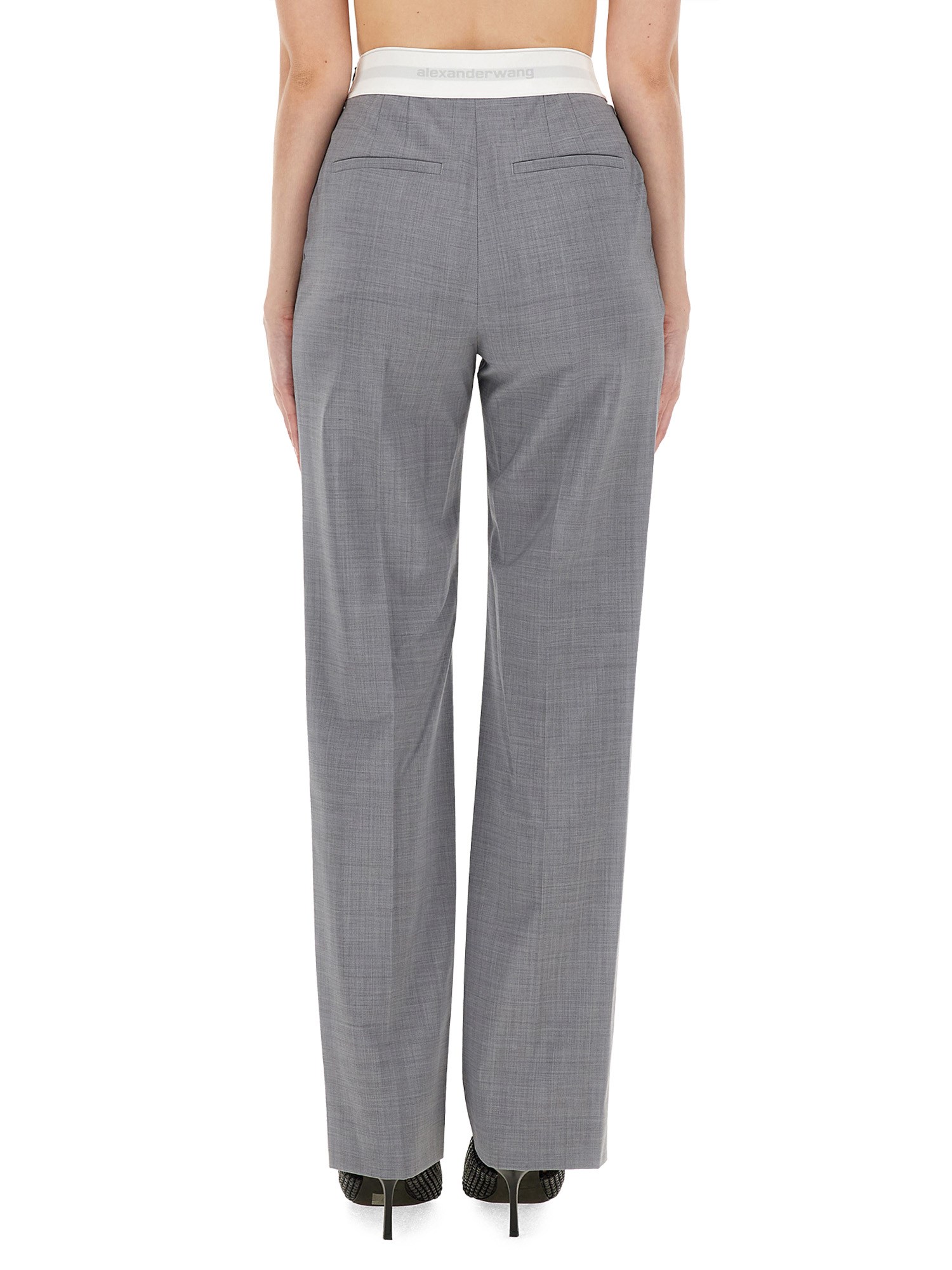 ALEXANDER WANG    HIGH WAIST STRETCH PANTS WITH PLEATS AND LOGO