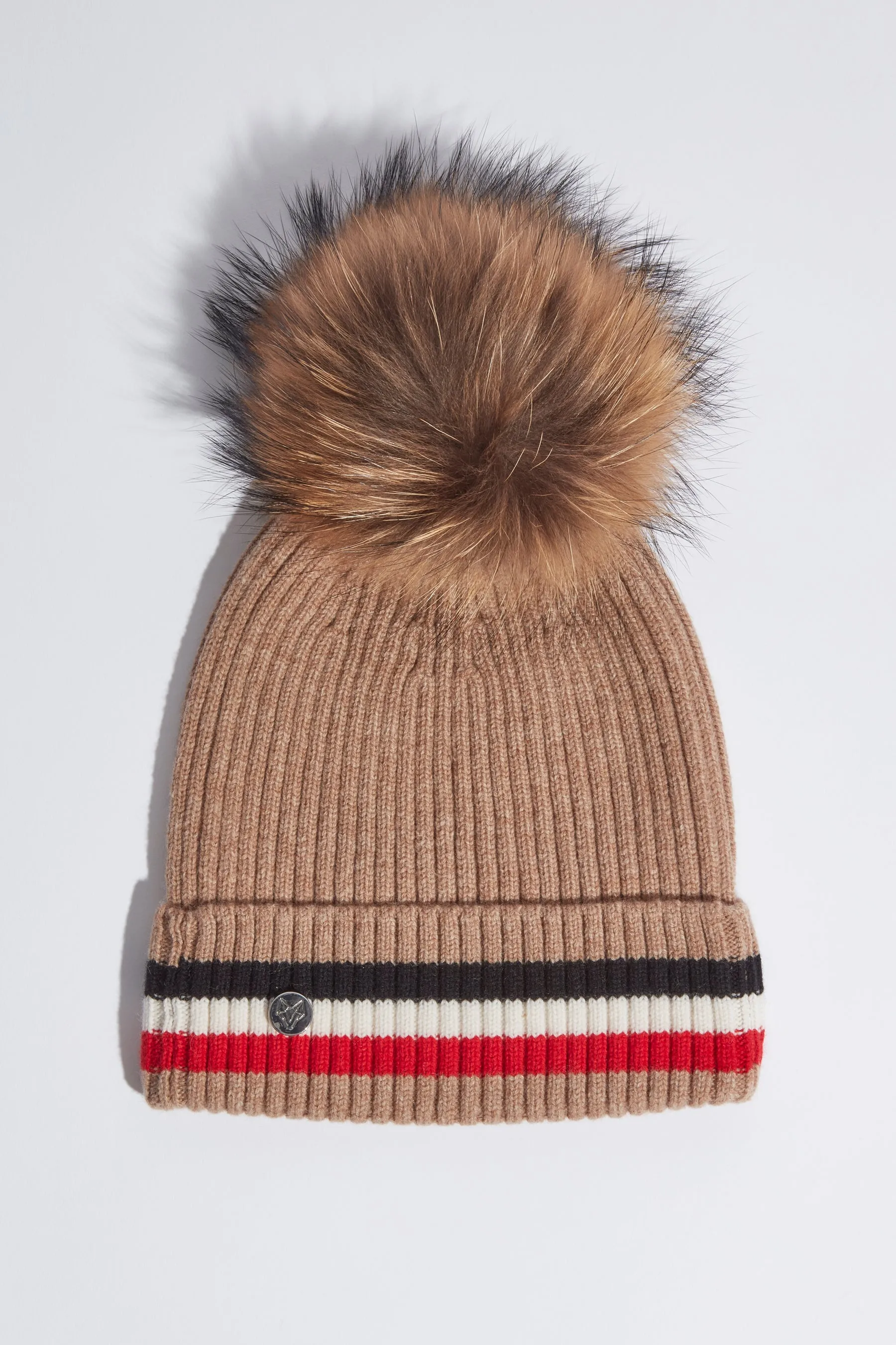 Aston Merino Wool Pom Pom Hat - Biscuit