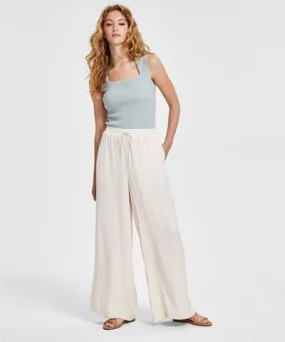 Bar III Women's Drawstring-Waist Wide-Leg Pants