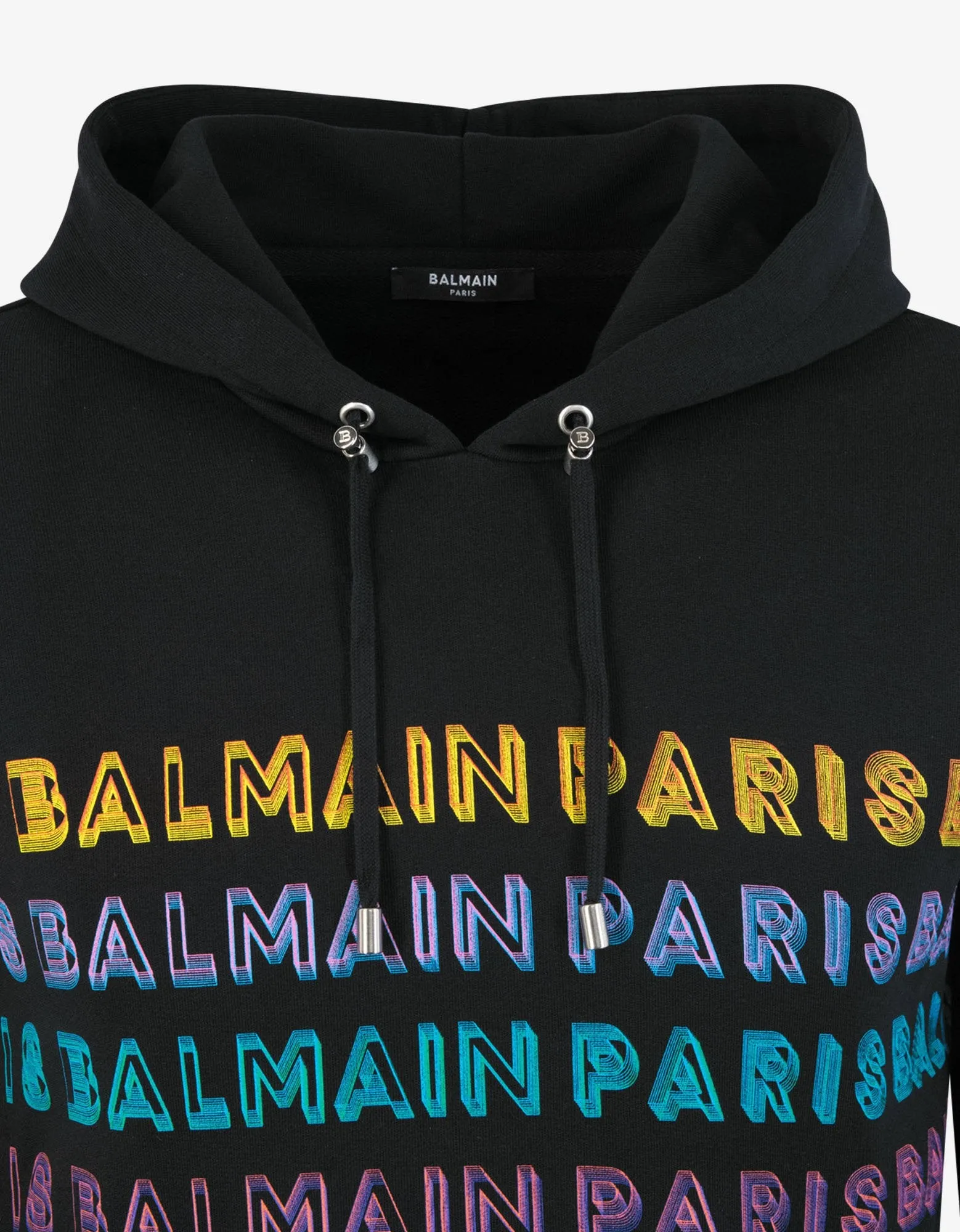 Black Colourful Logos Print Hoodie