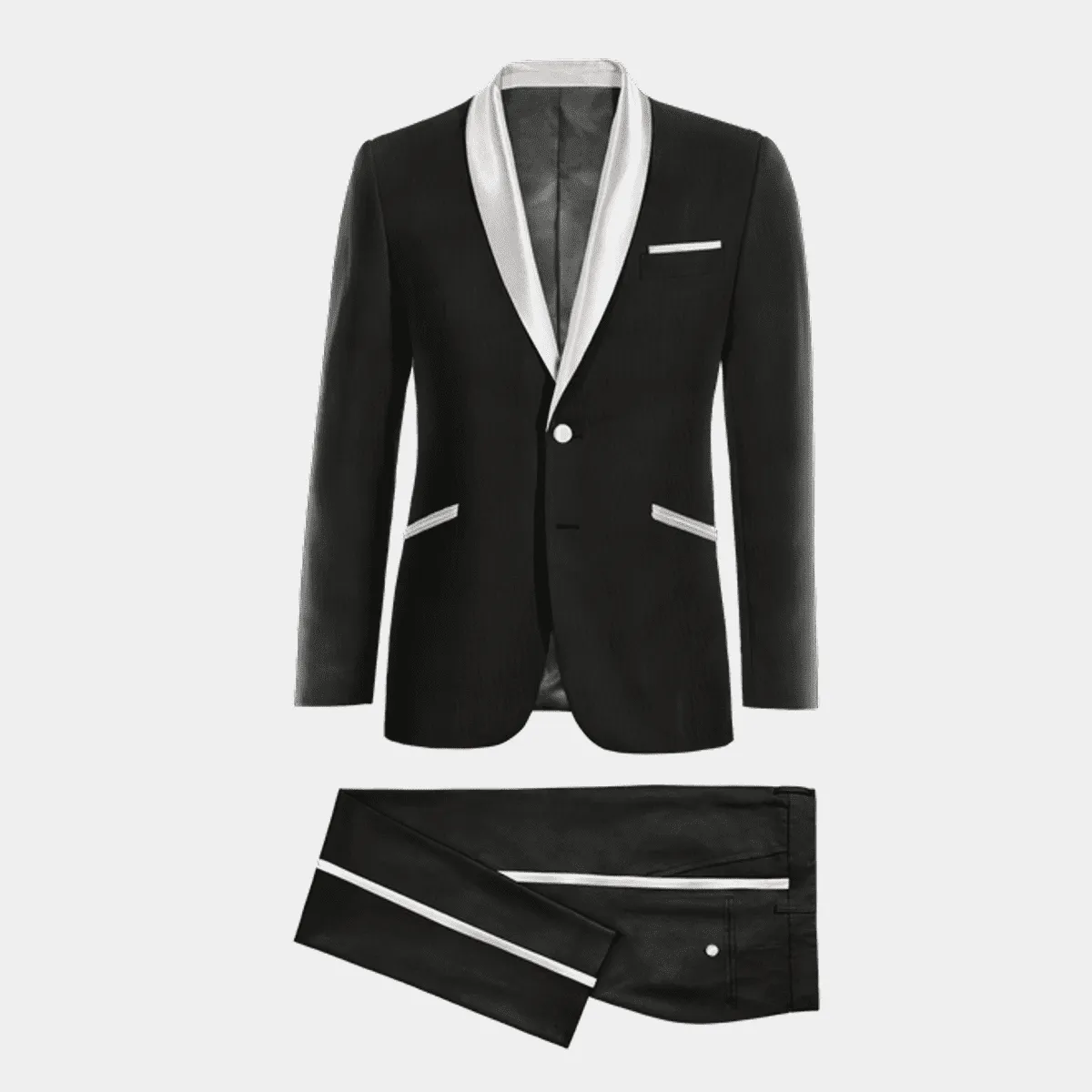 Black essential shimmer Tuxedo with white lapel