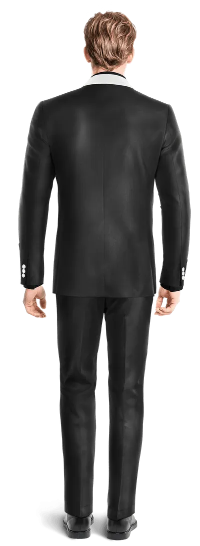 Black essential shimmer Tuxedo with white lapel