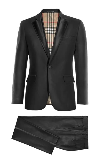 Black essential shimmer Tuxedo with wide lapel