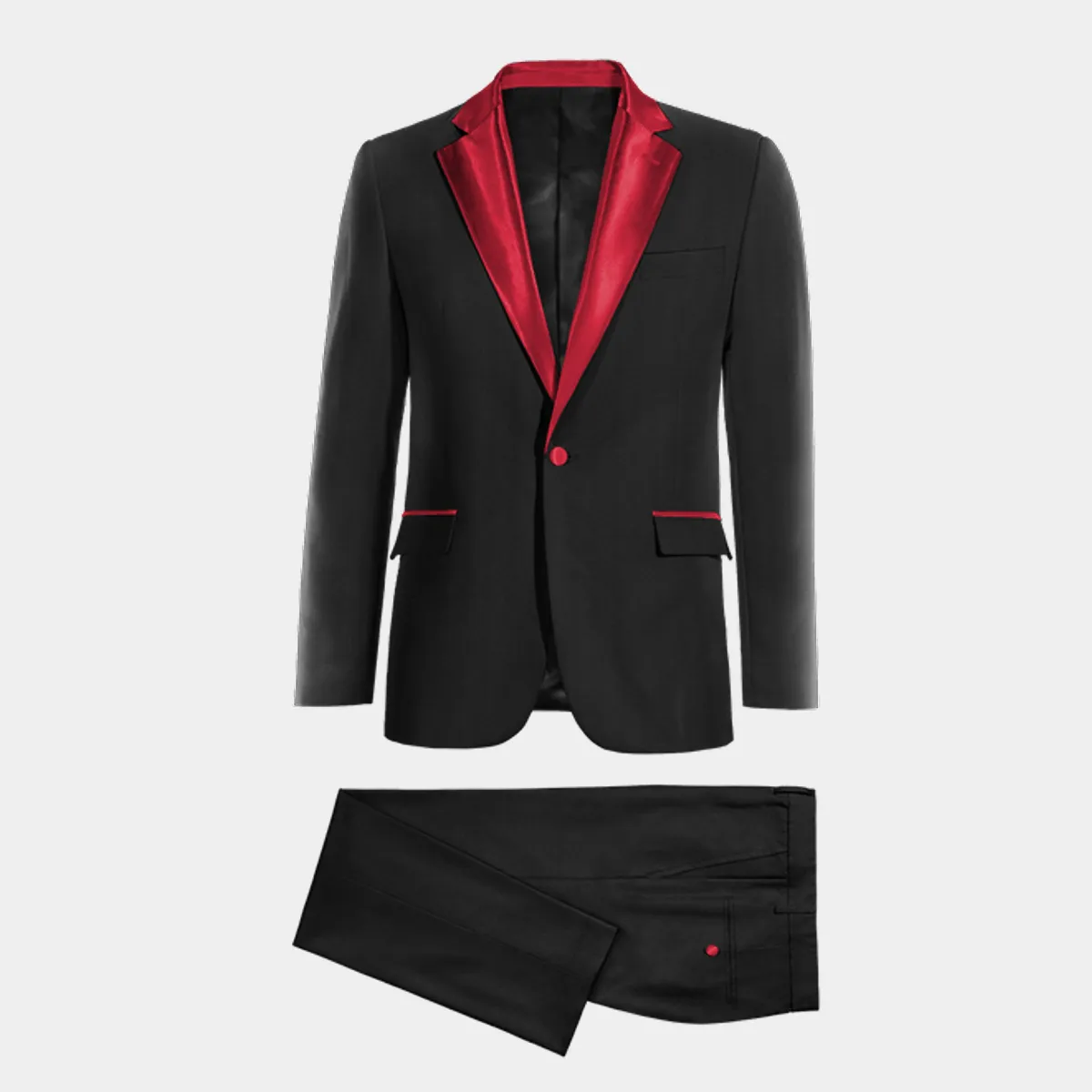 Black essential Tuxedo with wide red lapel