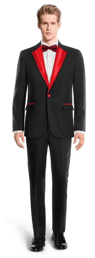 Black essential Tuxedo with wide red lapel