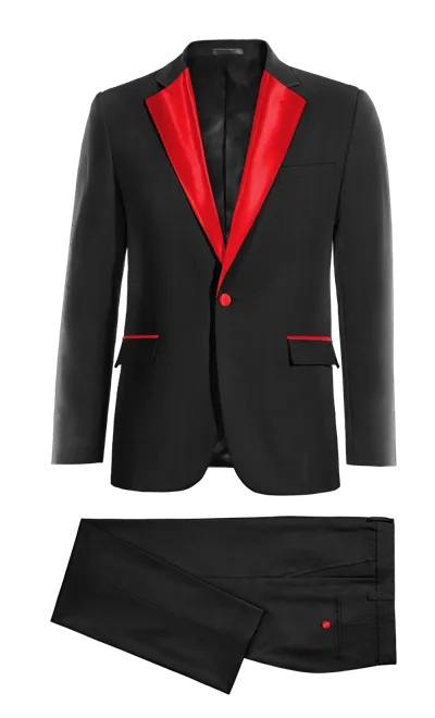 Black essential Tuxedo with wide red lapel