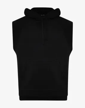 Black Sleeveless Print Hoodie