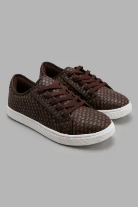 Brown Snake Print Sneaker For Senior Boys