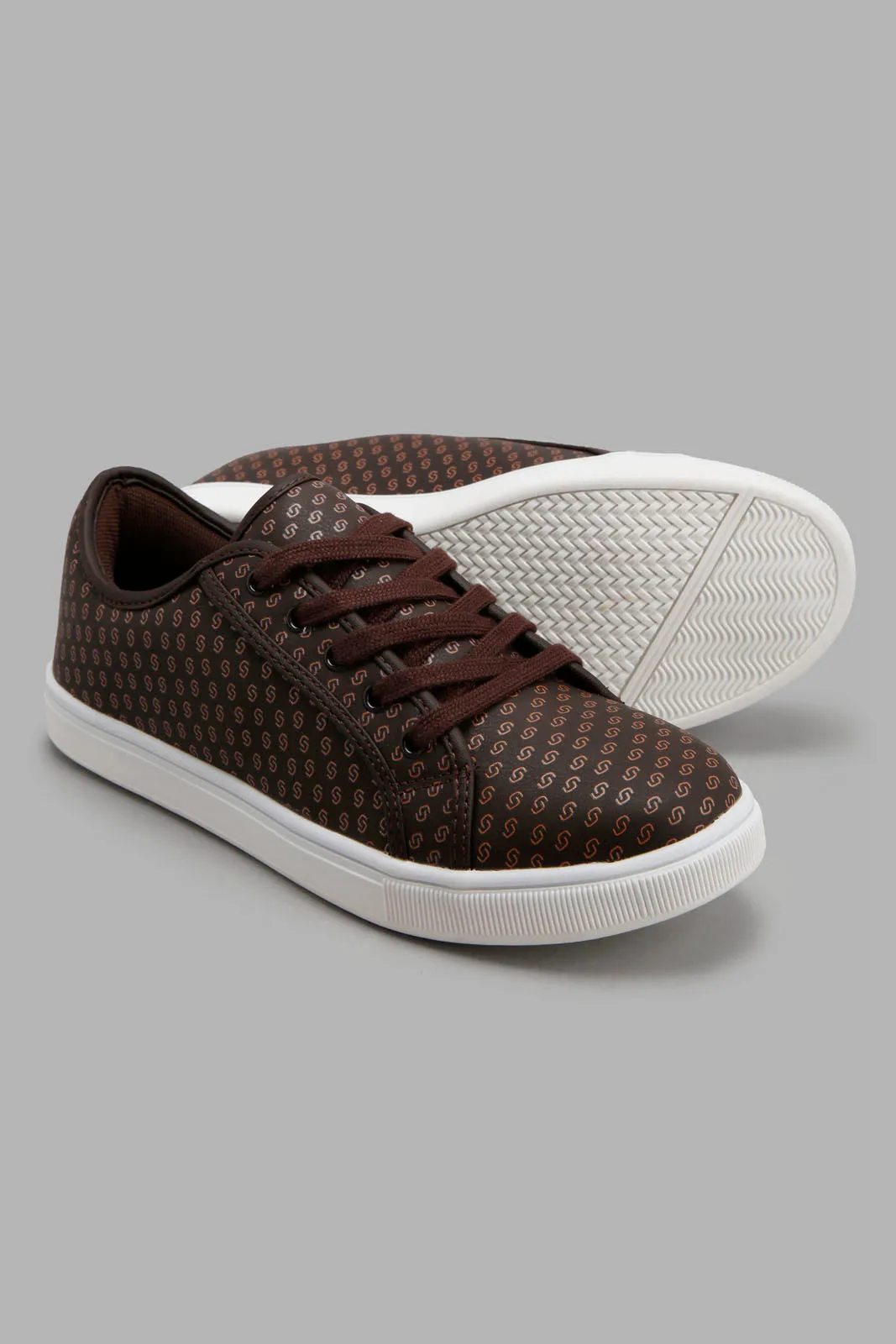 Brown Snake Print Sneaker For Senior Boys