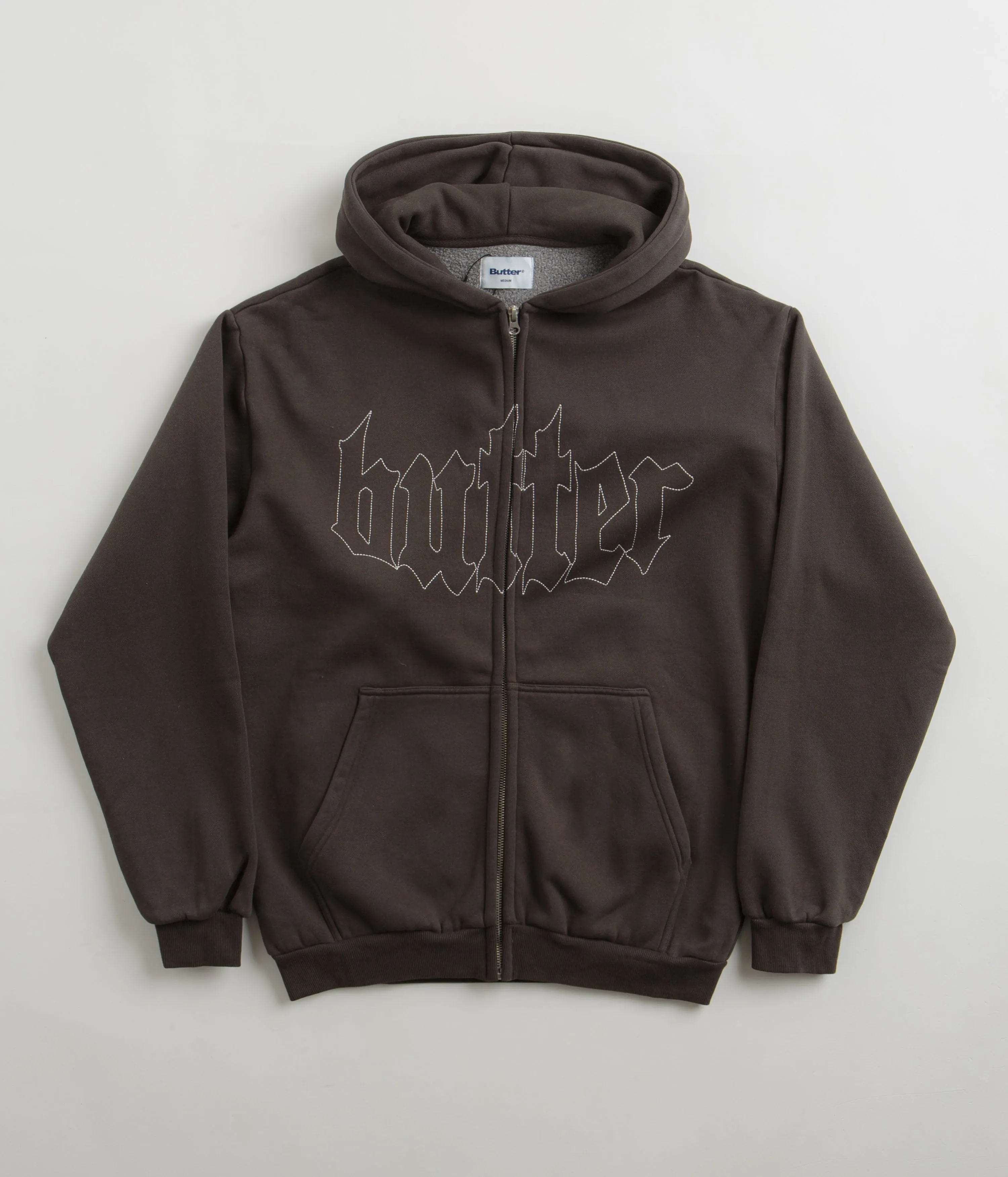 Butter Goods Cropped Zip-Thru Hoodie - Washed Black