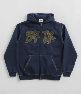 Butter Goods Fabric Applique Zip-Thru Hoodie - Navy