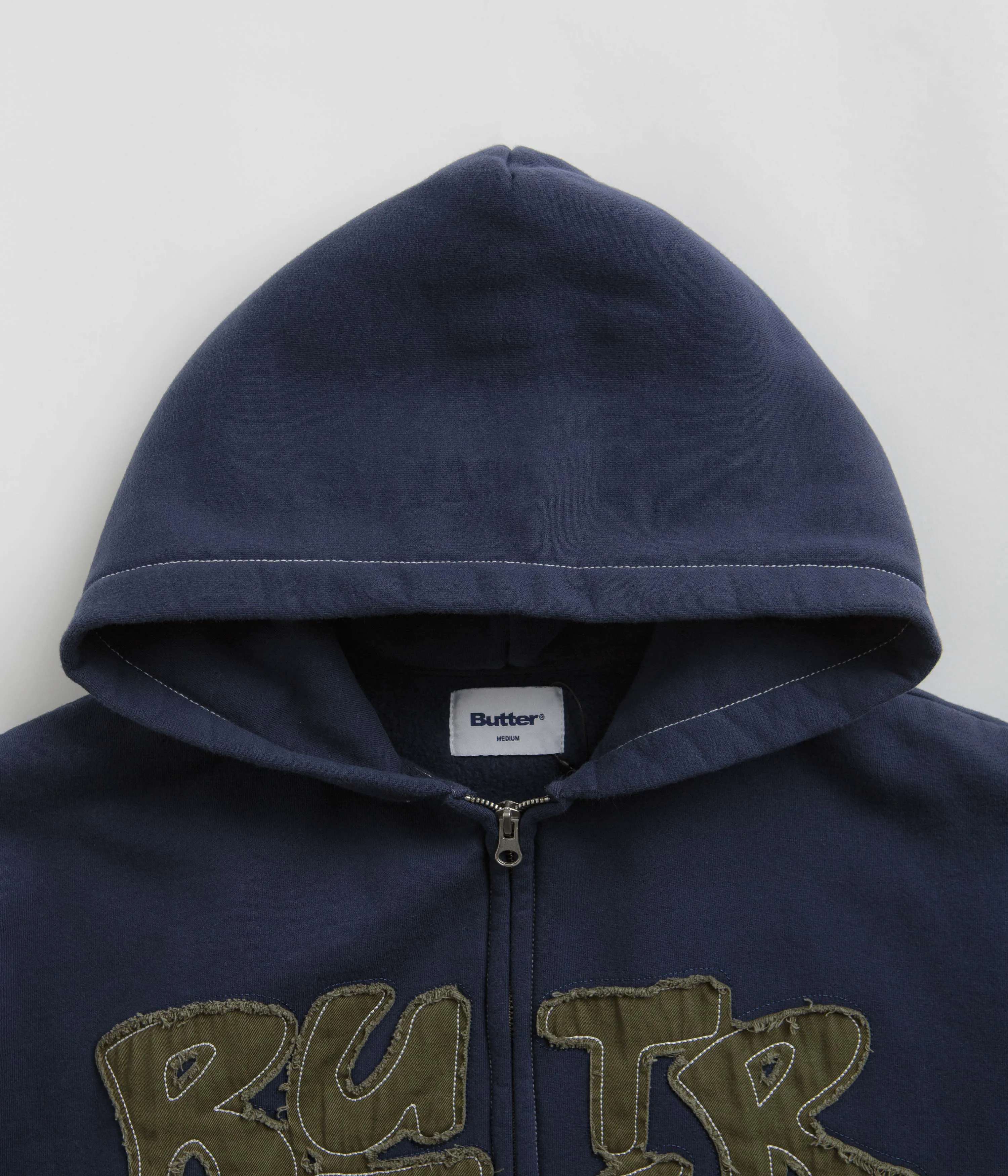 Butter Goods Fabric Applique Zip-Thru Hoodie - Navy