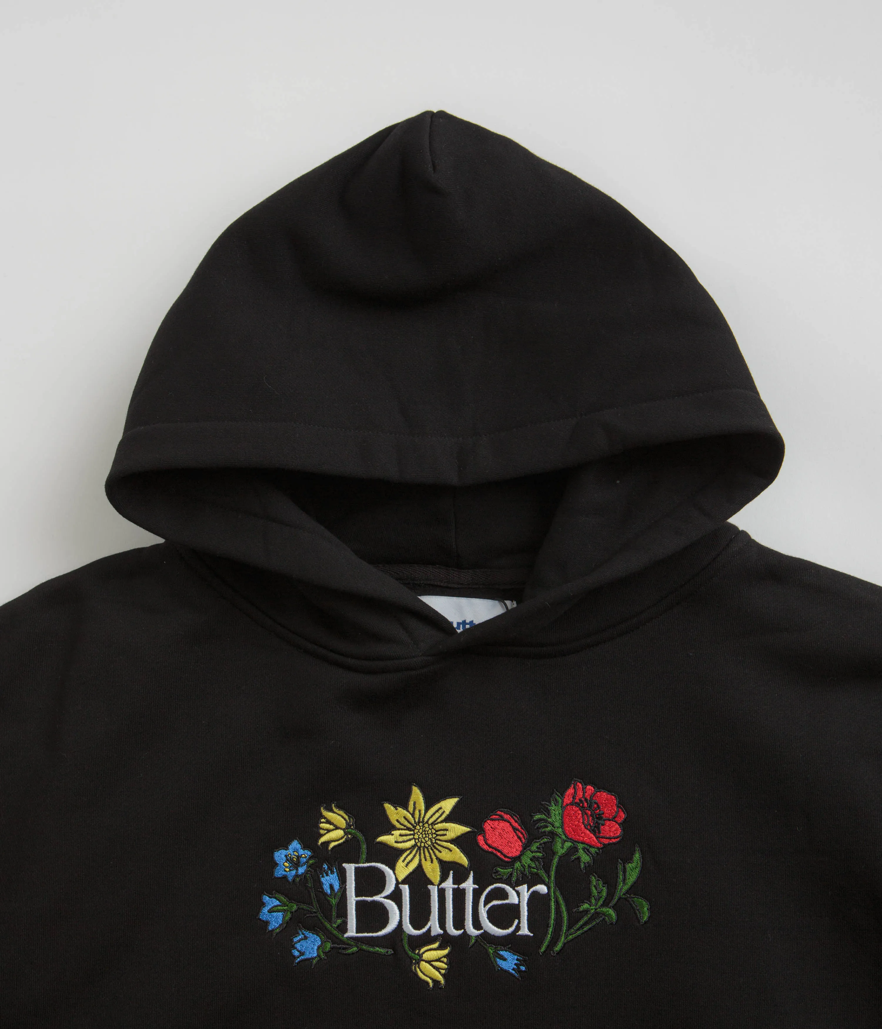 Butter Goods Floral Embroidered Hoodie - Black