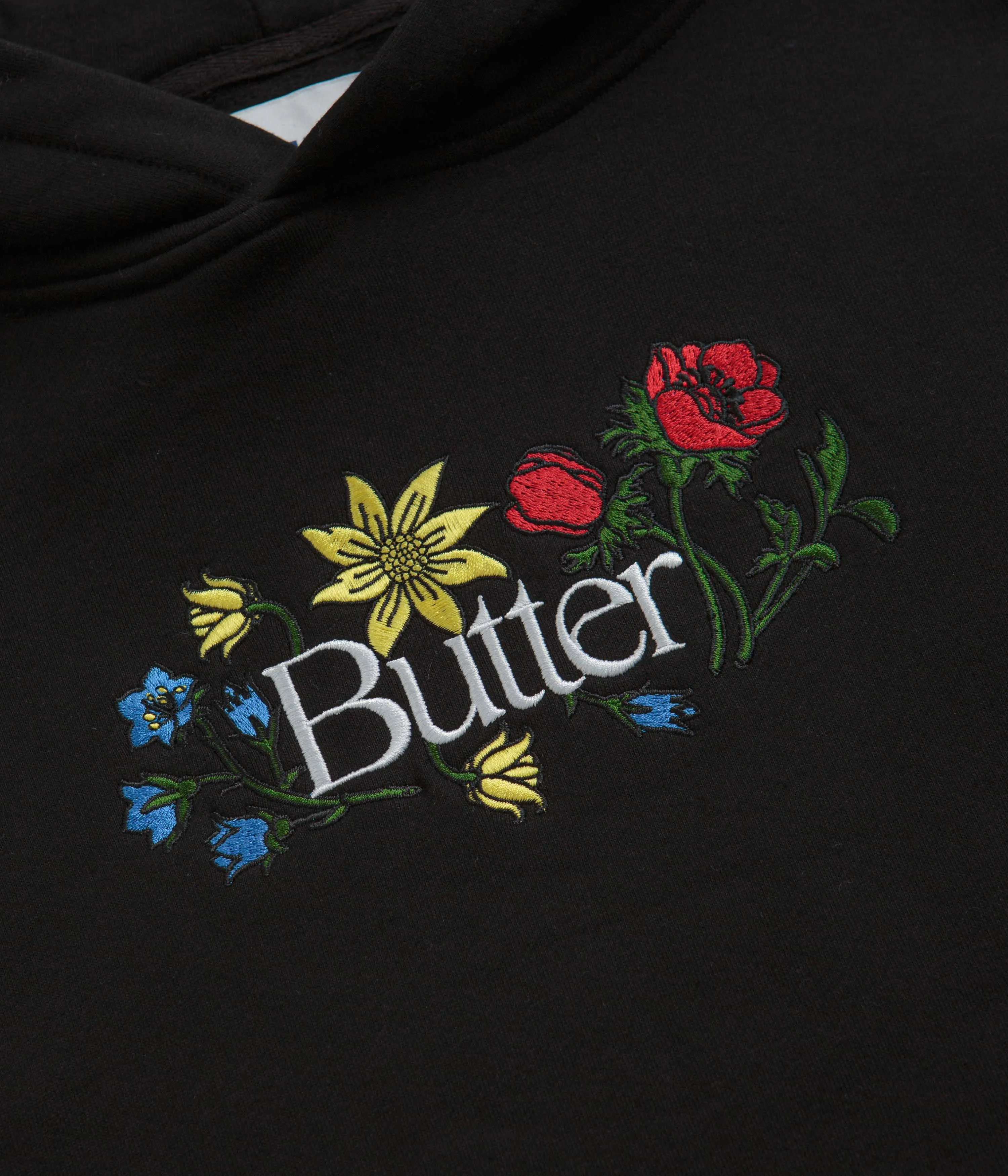 Butter Goods Floral Embroidered Hoodie - Black