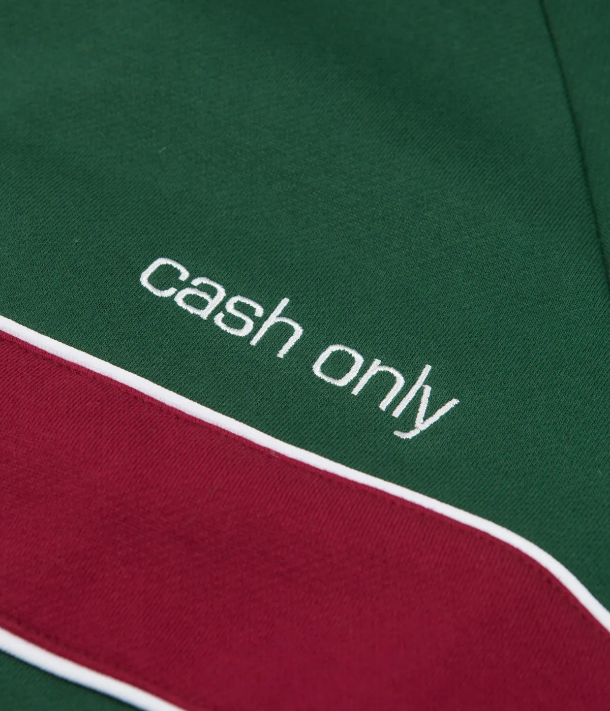 Cash Only Panel Hoodie - Forest Green / Burgundy