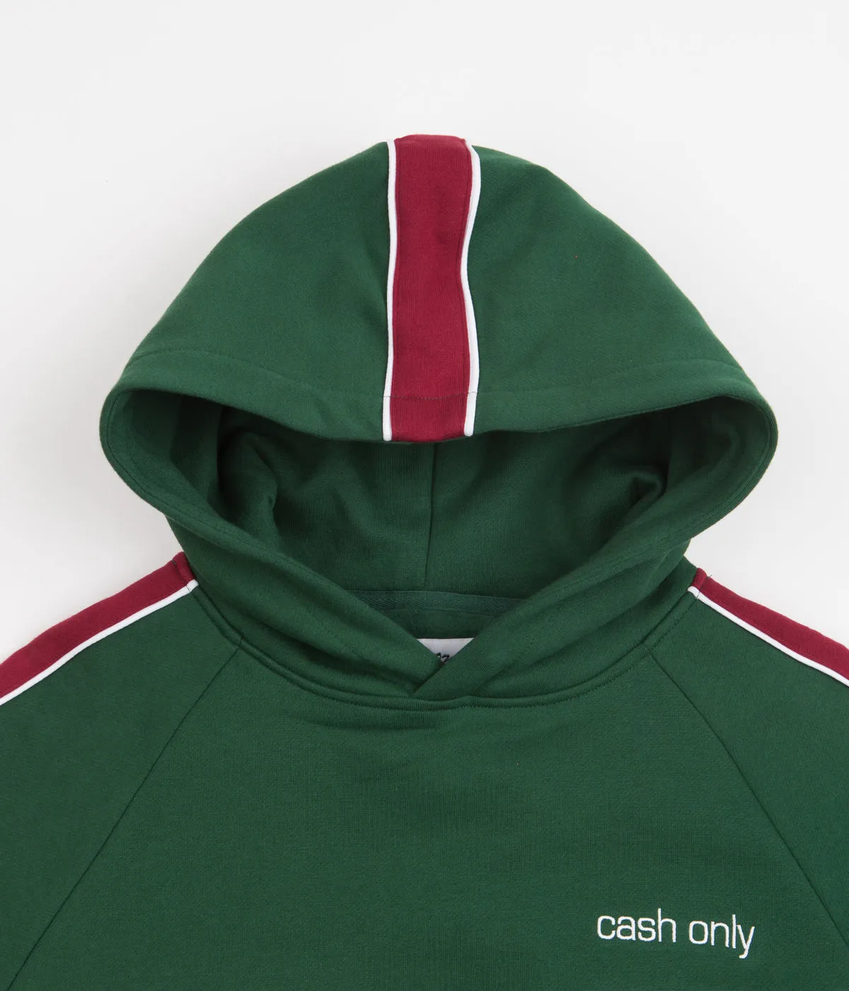 Cash Only Panel Hoodie - Forest Green / Burgundy