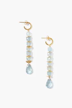 CHAN LUU 18K GP AQUAMARINE + CRYSTAL DROP EARRING