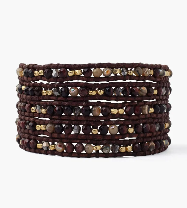 CHAN LUU RED TIGERS EYE MIX WRAP BRACELET