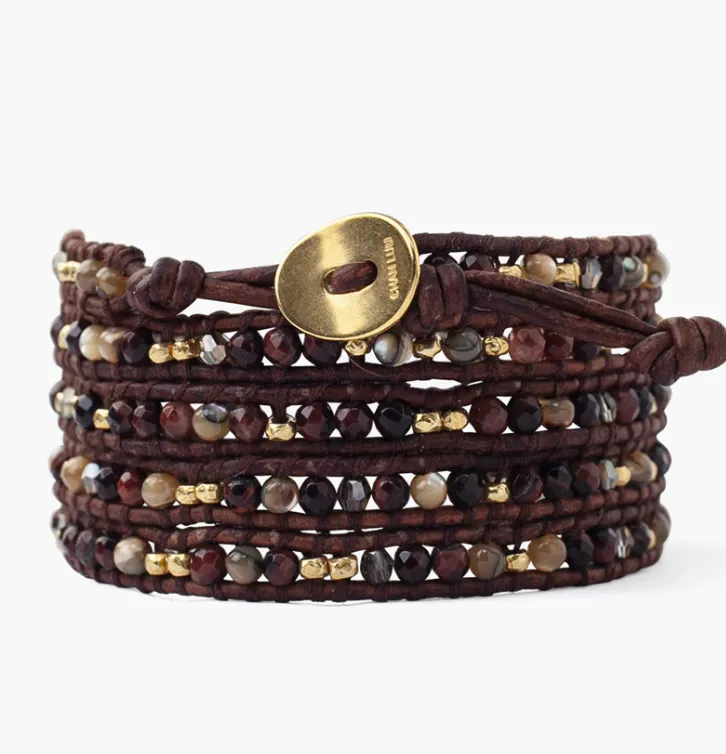 CHAN LUU RED TIGERS EYE MIX WRAP BRACELET