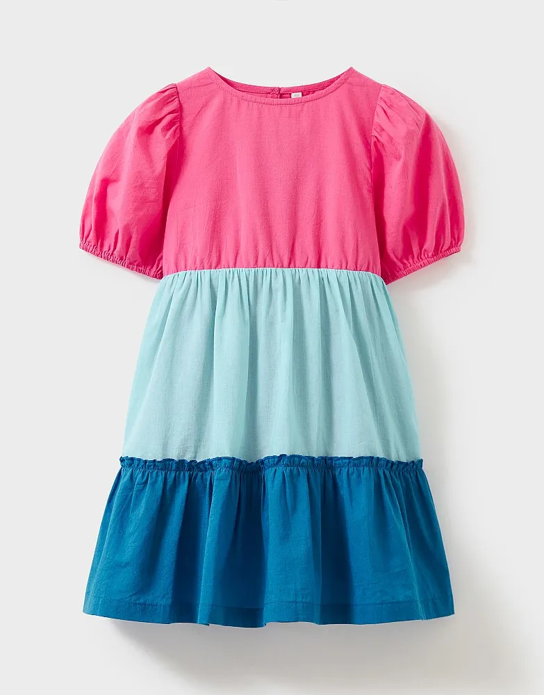 Colour Block Woven Puff Sleeve Dress from Crew Clothing Company