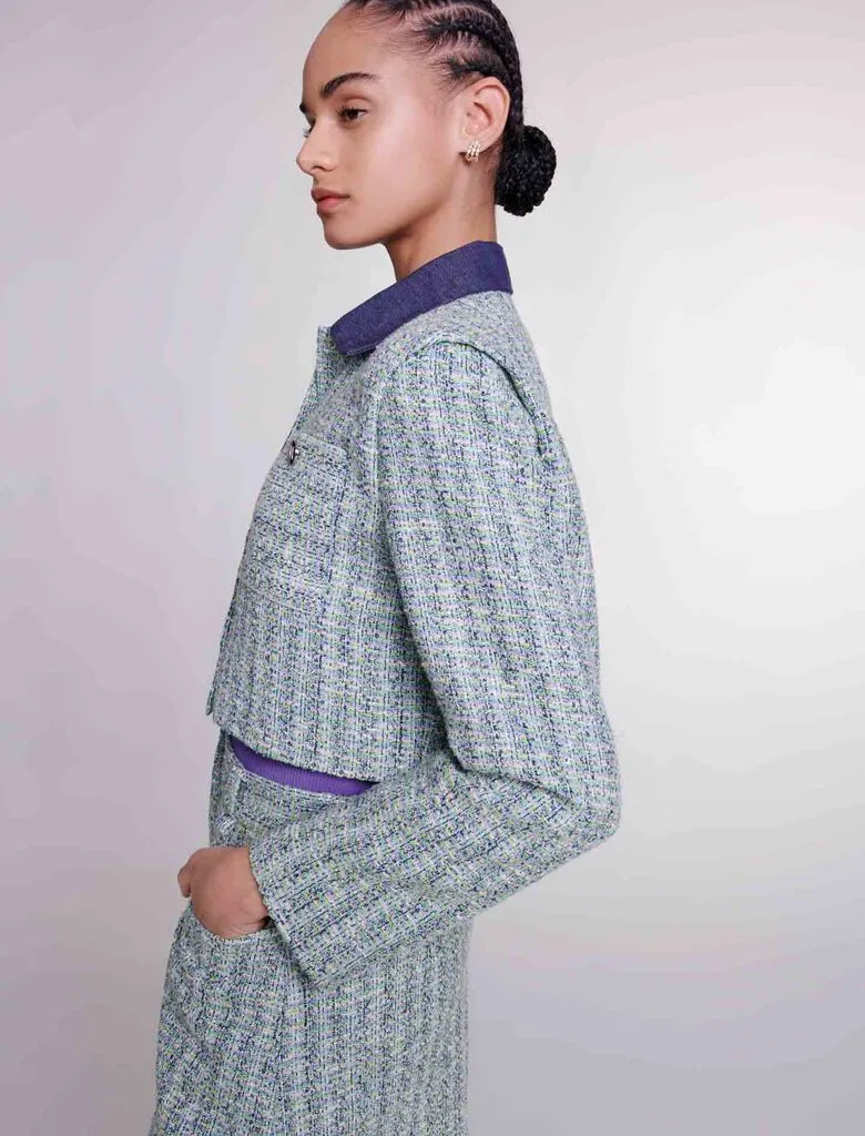 Contrast tweed cropped jacket