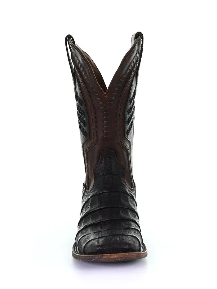 Corral A3878 Mens Embroidery And Woven Square Toe Caiman Boot Oil Brown