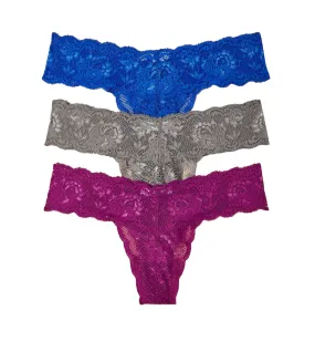 Cosabella NSN 3 PACK Cutie Low Rise Thongs (NSNPK0321) - Platinum/Swiss Beet/Cobalt