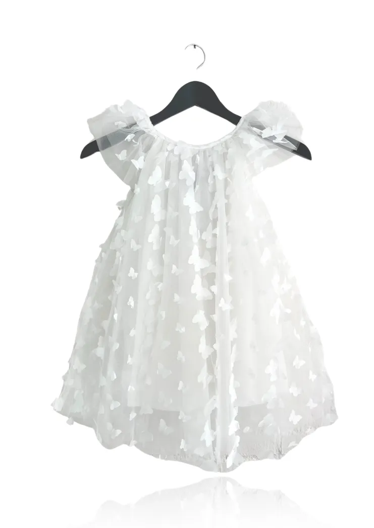 DOLLY ALLOVER BUTTERFLIES TUTU DRESS white