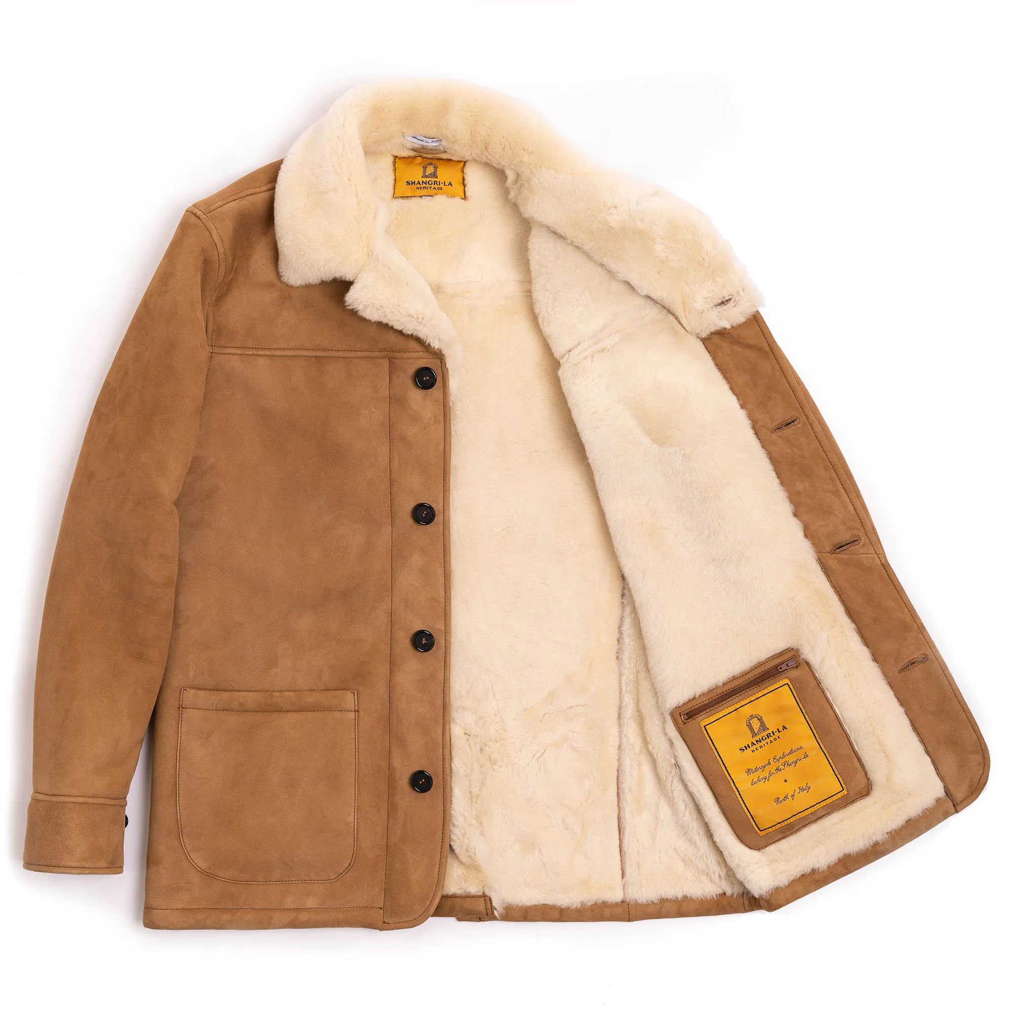 “Enzo” Sabbia Shearling Car Coat - Shangri-la Heritage