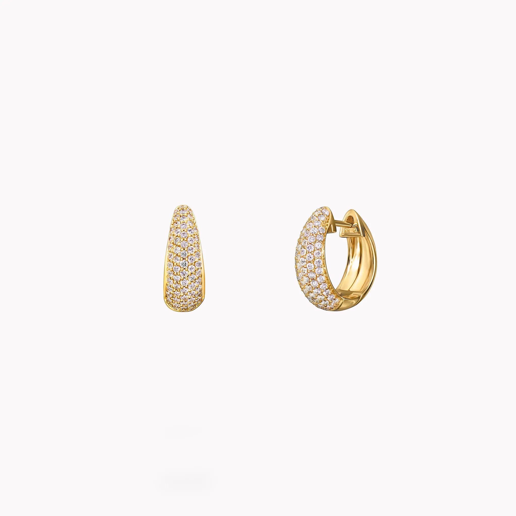 Five Row Diamond Pavé Huggie Earrings