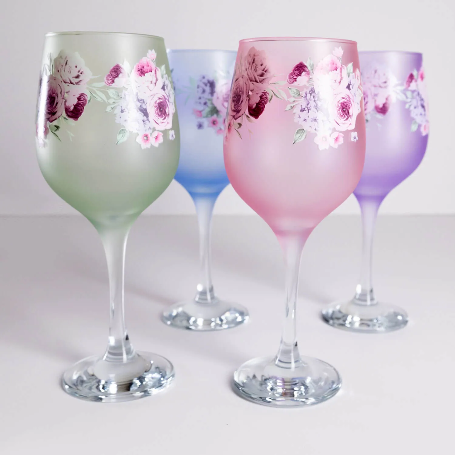 Floral Wine Glasses Set of 4