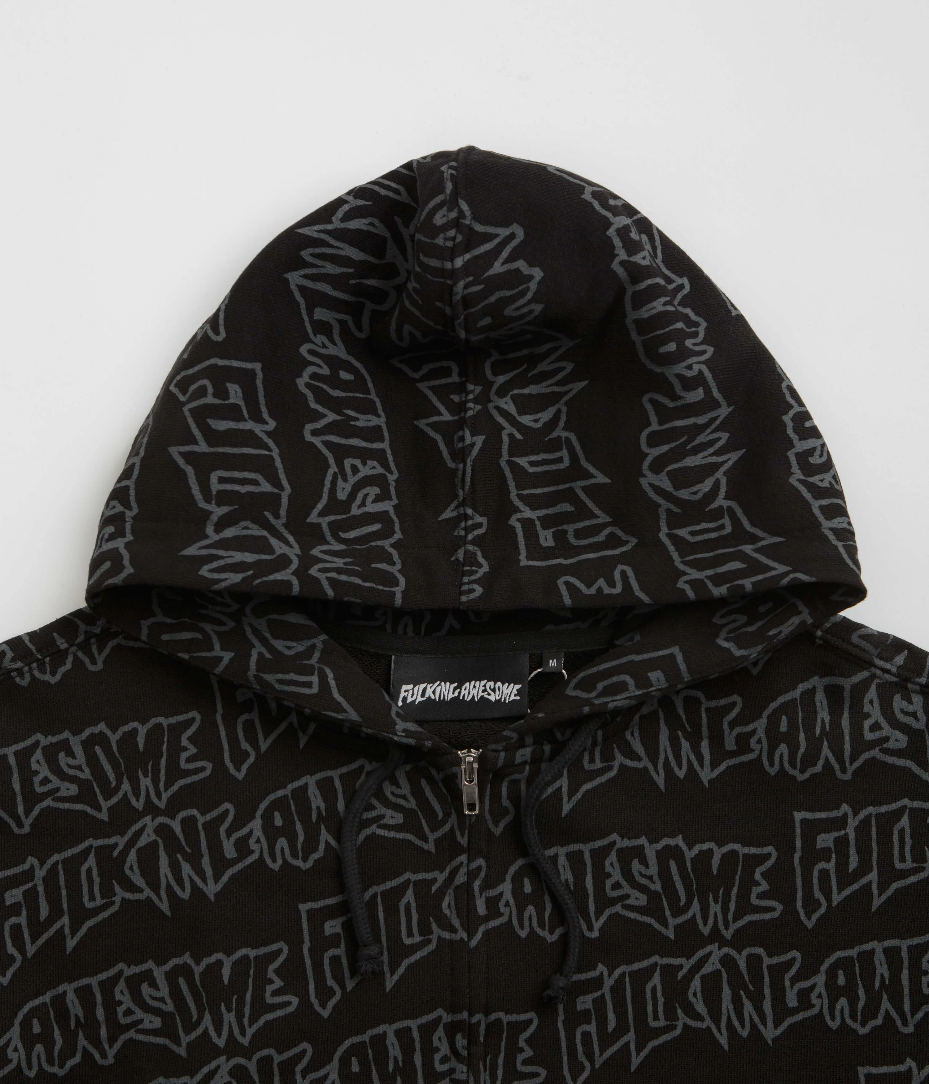 Fucking Awesome AOP Stamp Zipped Hoodie - Black