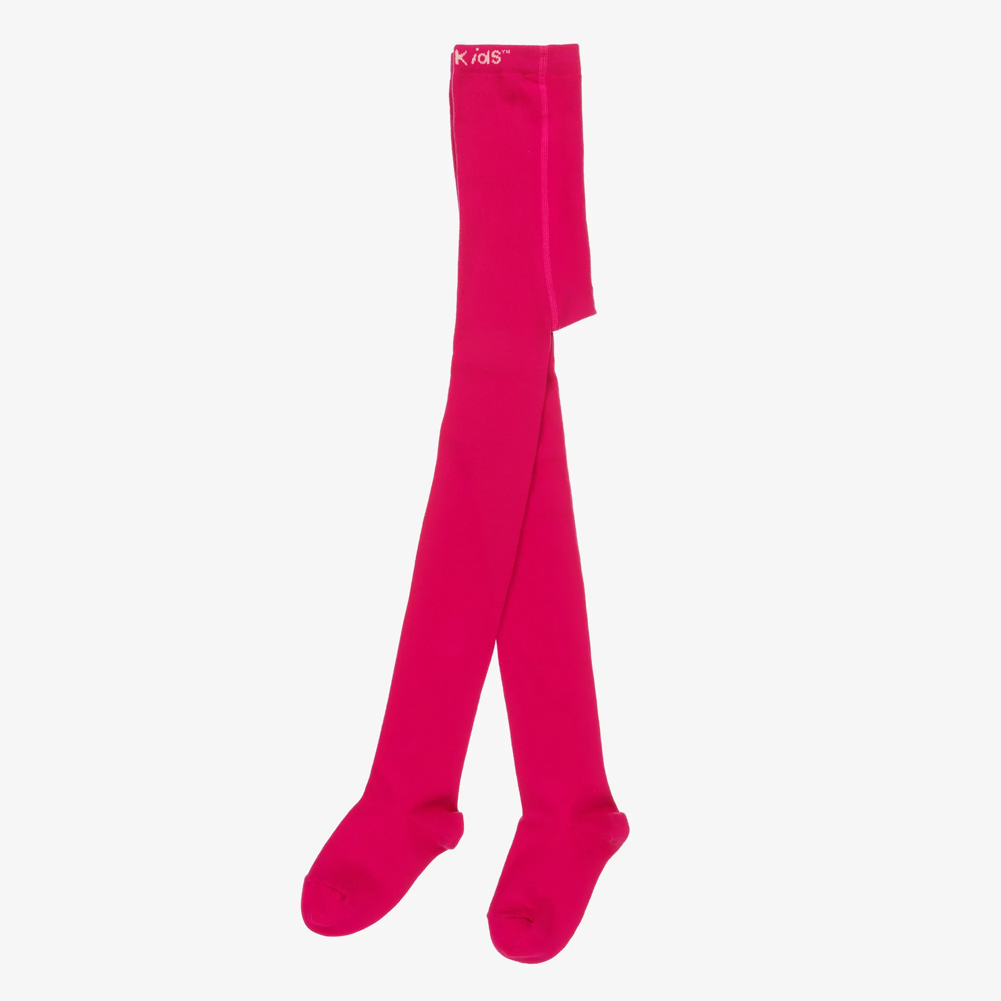 Girls Fuchsia Pink Cotton Knitted Tights